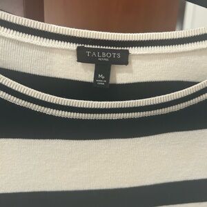 Talbots Black and White Striped Sweater